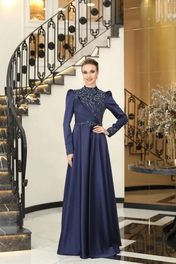 Nilüfer Evening Dress - Navy SCB - 58934