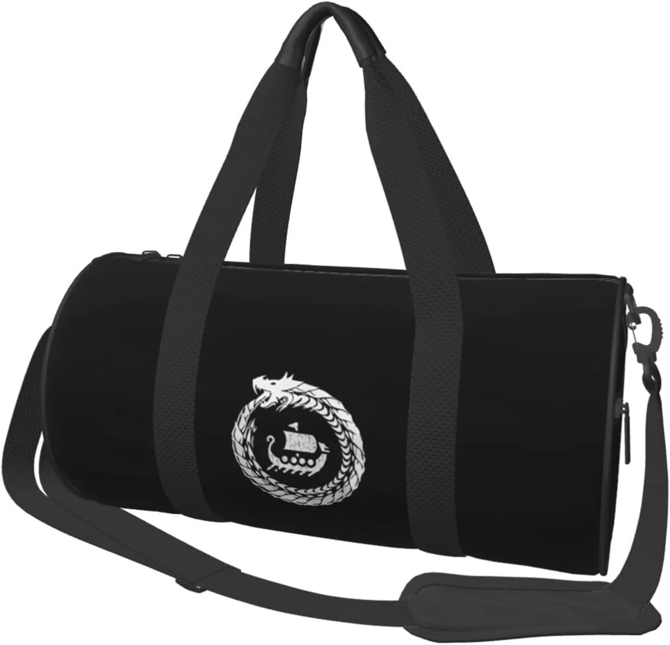 Norse Mythology Viking Travel Luggage Duffel Bag Sports Rolling Foldable Duffel Bag, Black