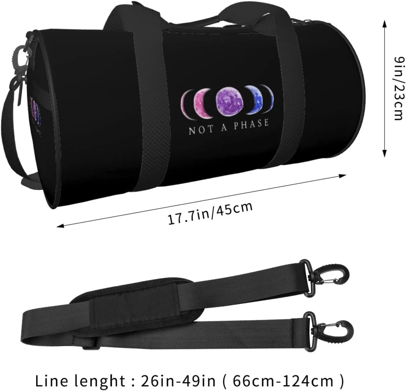 Not A Phase Bisexual Pride Lgbt Travel Luggage Duffel Bag Sports Rolling Foldable Duffel Bag, Black