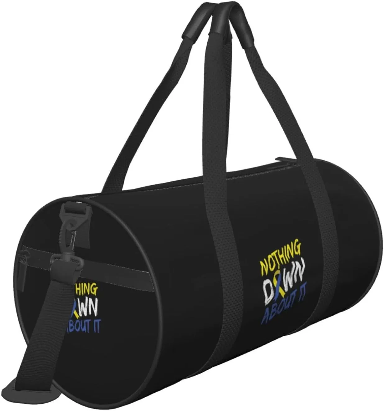 Nothing Down About It Down Syndrome Awareness Travel Luggage Duffel Bag Sports Rolling Foldable Duffel Bag, Black