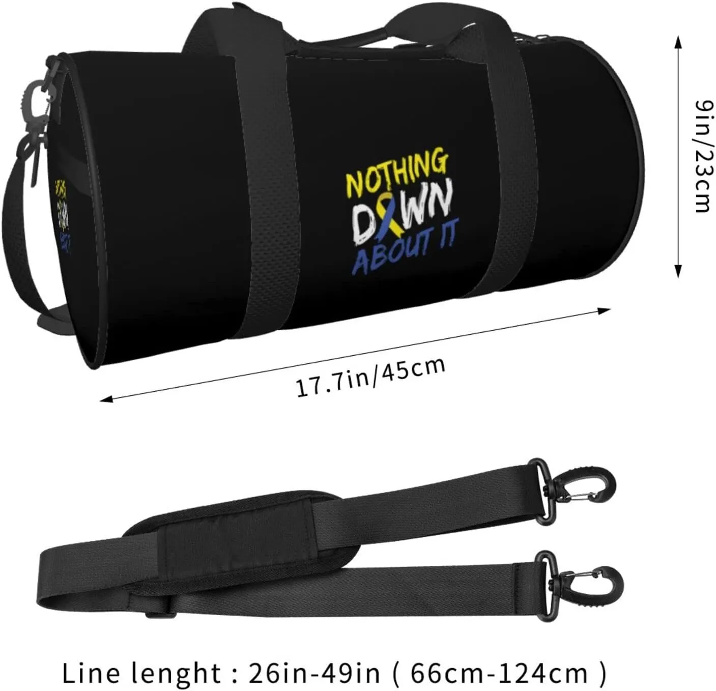 Nothing Down About It Down Syndrome Awareness Travel Luggage Duffel Bag Sports Rolling Foldable Duffel Bag, Black