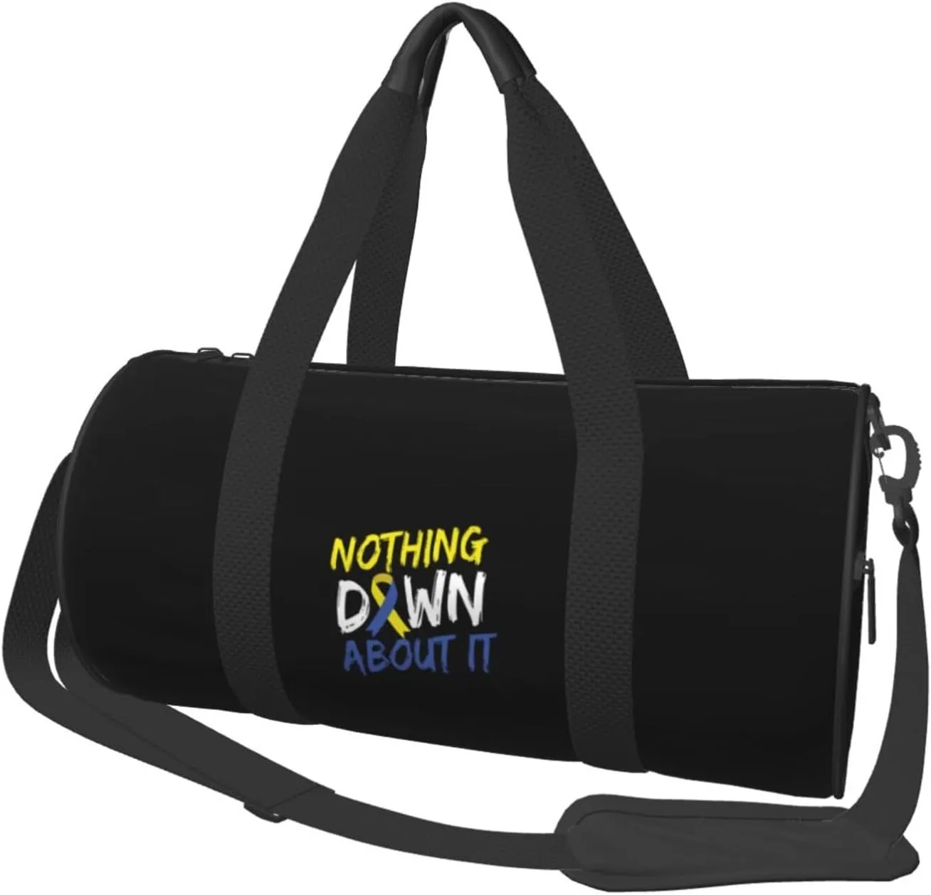 Nothing Down About It Down Syndrome Awareness Travel Luggage Duffel Bag Sports Rolling Foldable Duffel Bag, Black