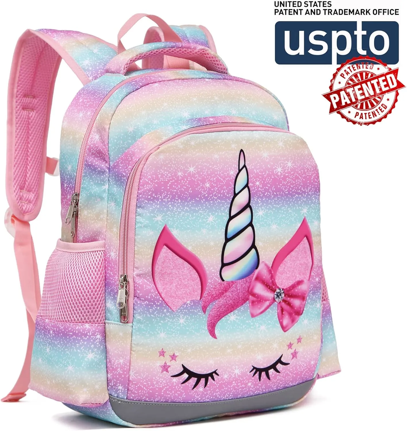 Octsky Backpack for Girls, Kids backpacks Preschool Kindergarten Bookbag Cute Lightweight With Chest Strap and Lunchbox (Unicorn)