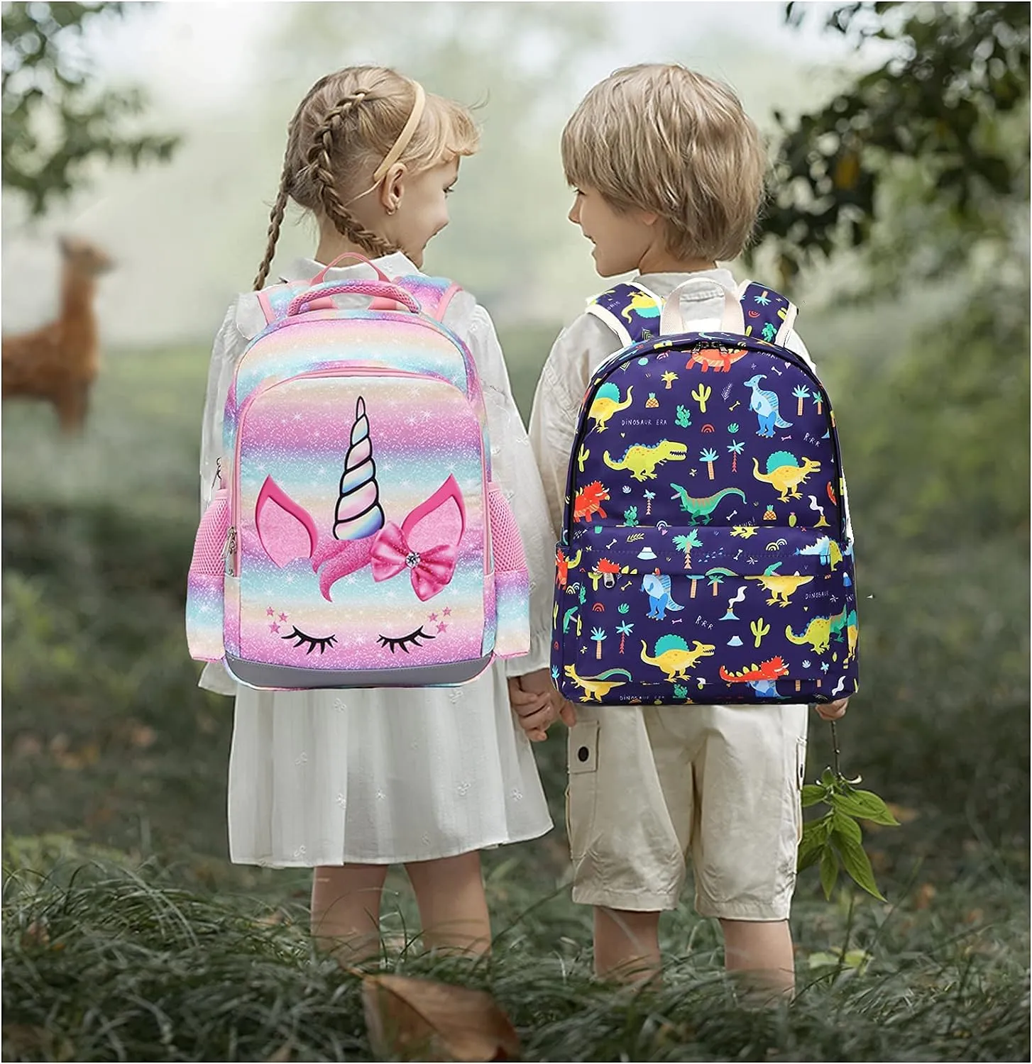 Octsky Backpack for Girls, Kids backpacks Preschool Kindergarten Bookbag Cute Lightweight With Chest Strap and Lunchbox (Unicorn)
