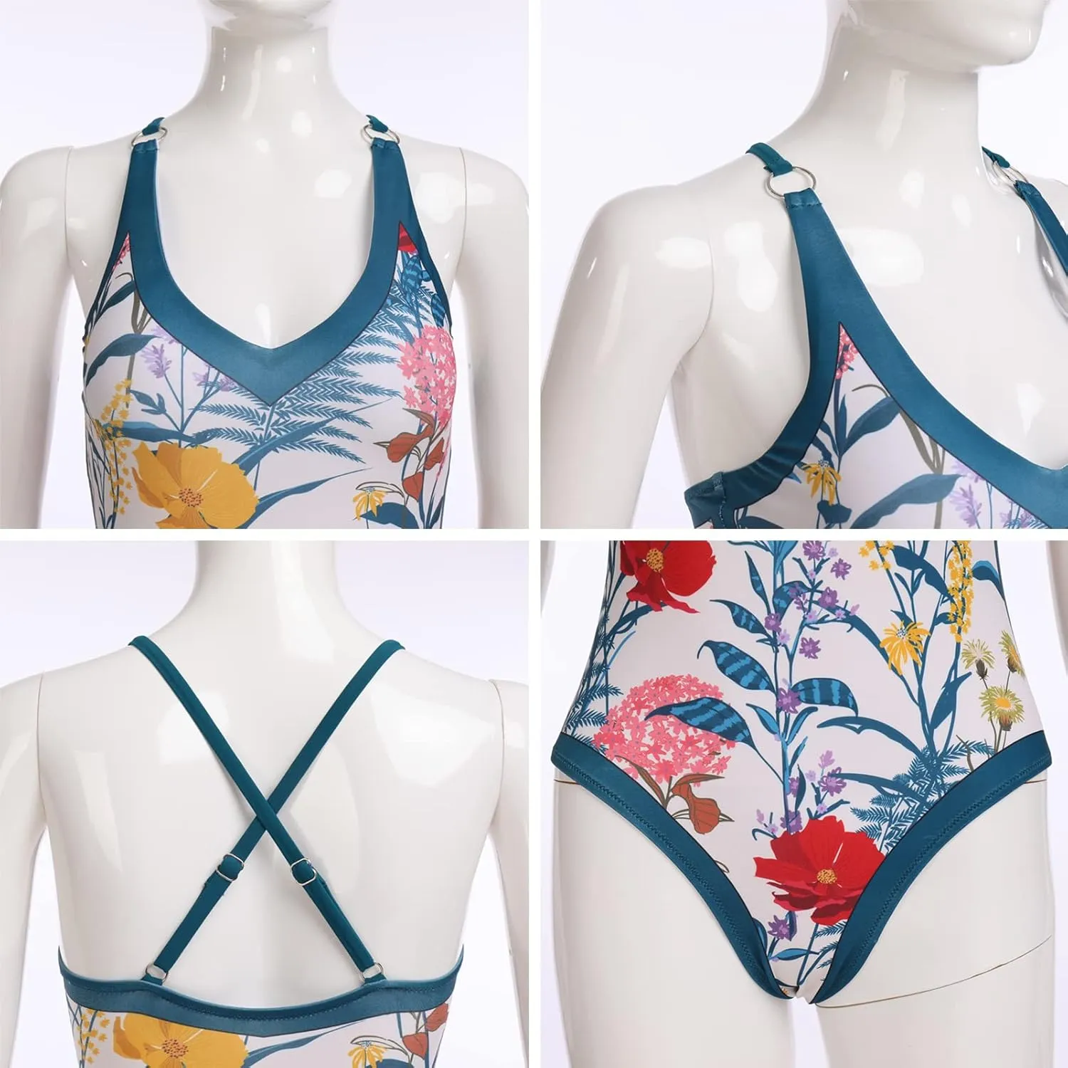 ODASDO Women One-Piece Swimsuit Monokini with Chiffon Long Wrap Skirt Floral Tropical Plants Print Swimwear…
