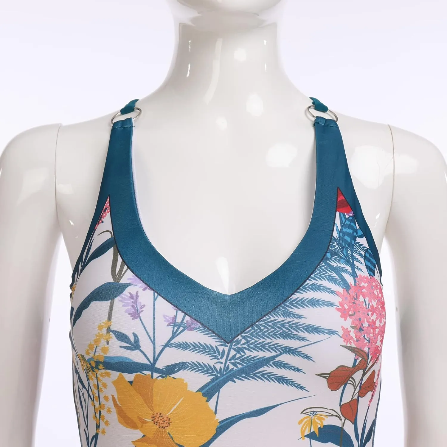 ODASDO Women One-Piece Swimsuit Monokini with Chiffon Long Wrap Skirt Floral Tropical Plants Print Swimwear…