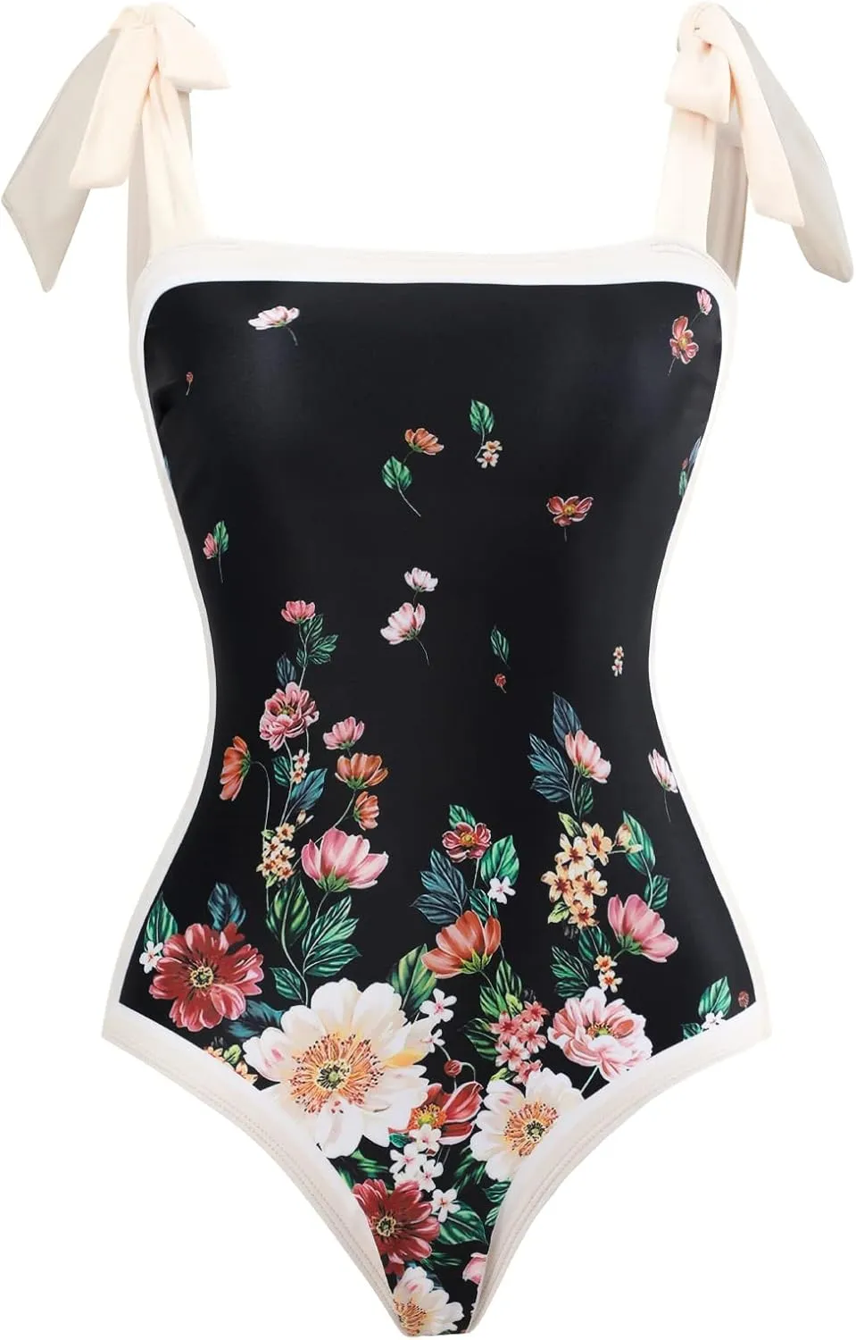 ODASDO Women One-Piece Swimsuit Monokini with Chiffon Long Wrap Skirt Floral Tropical Plants Print Swimwear…