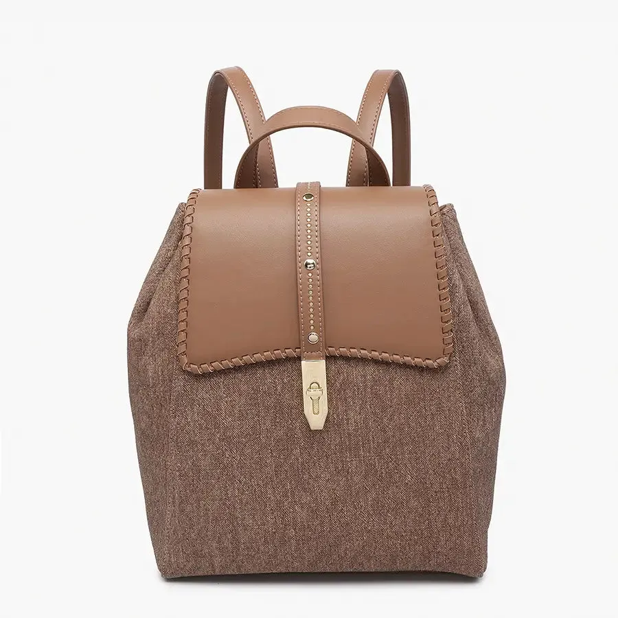 Olive Denim Studded Whipstitch Backpack BP2427DN