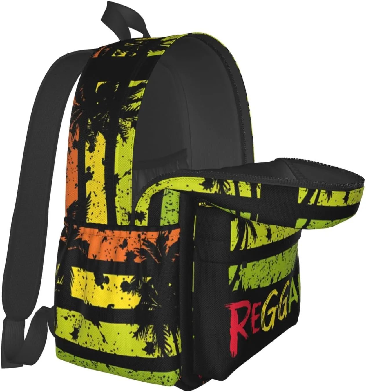 One Loves Jamaican Rasta Reggae Palm Trees Casual Backpacks Large Travel Backpack Laptop Rucksack Sports Daypack Adjustable Strap Bag for Camping Hiking
