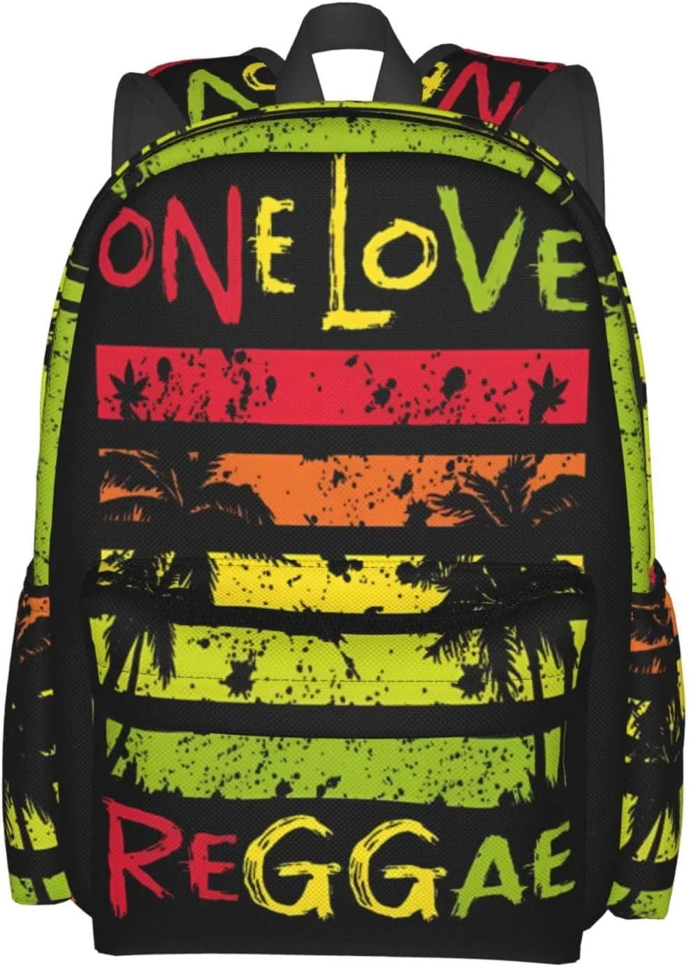 One Loves Jamaican Rasta Reggae Palm Trees Casual Backpacks Large Travel Backpack Laptop Rucksack Sports Daypack Adjustable Strap Bag for Camping Hiking