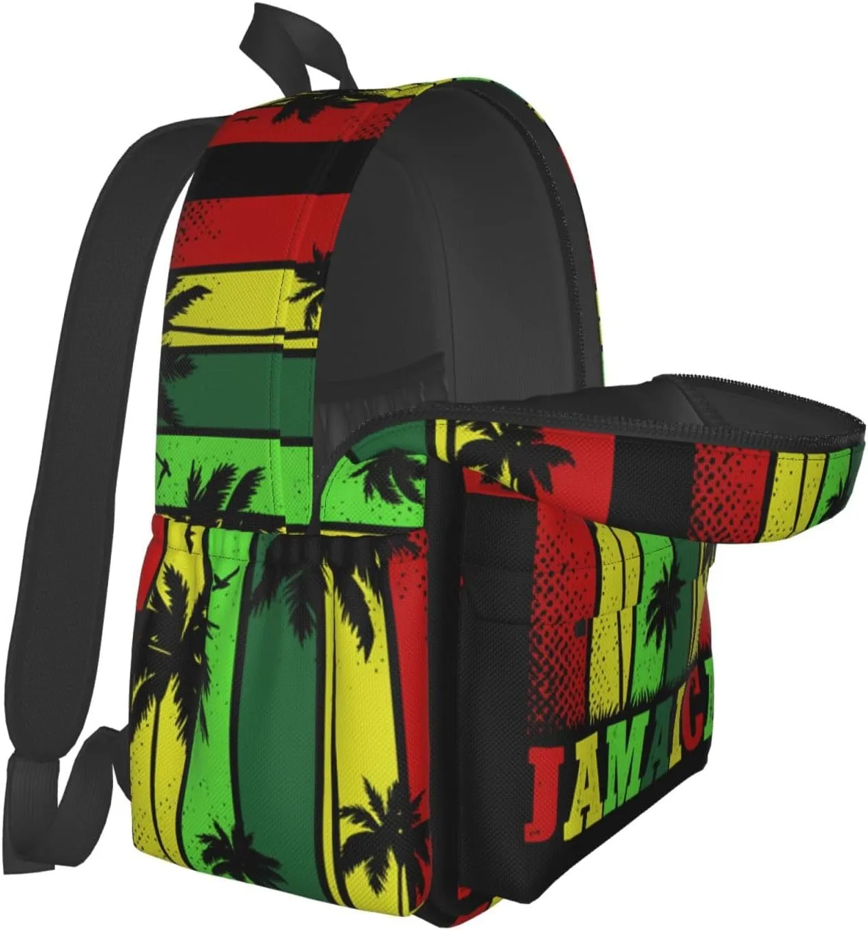 One Loves Tropical Island Rastafari Jamaica Casual Backpacks Large Travel Backpack Laptop Rucksack Sports Daypack Adjustable Strap Bag for Camping Hiking