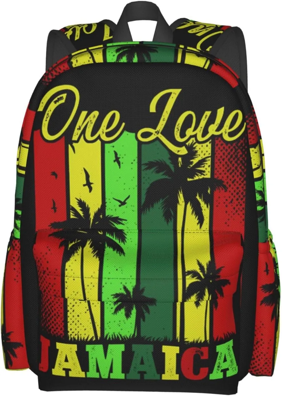 One Loves Tropical Island Rastafari Jamaica Casual Backpacks Large Travel Backpack Laptop Rucksack Sports Daypack Adjustable Strap Bag for Camping Hiking