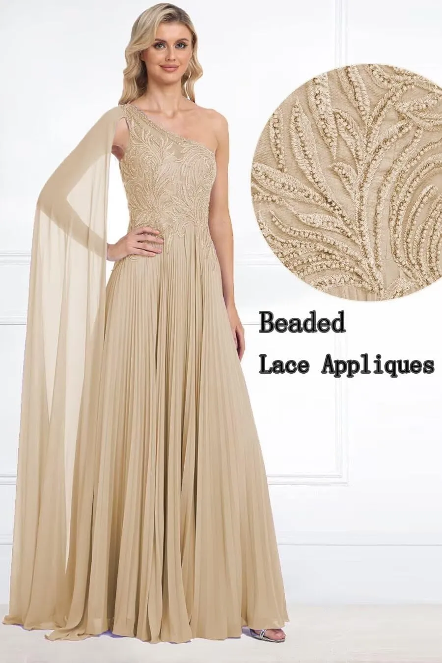 One Shoulder Prom Dresses 2025 Lace Appliques Evening Dress Long Chiffon A-line Flowy Formal Dresses for Women