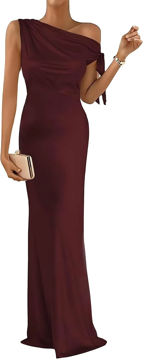 One Shoulder Satin Formal Mother of The Bride Dresses for Wedding 2024 A-Line Mermaid Mother of The Groom Gowns