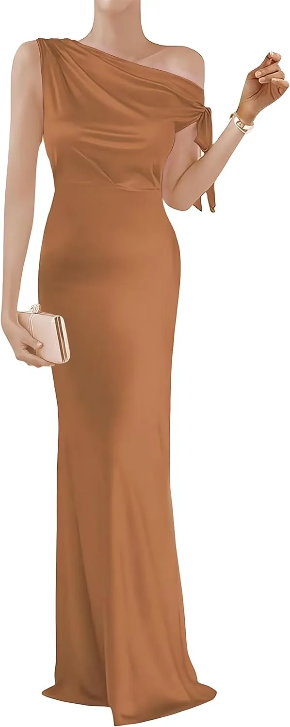 One Shoulder Satin Formal Mother of The Bride Dresses for Wedding 2024 A-Line Mermaid Mother of The Groom Gowns