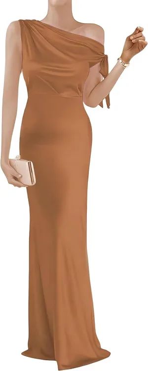 One Shoulder Satin Formal Mother of The Bride Dresses for Wedding 2024 A-Line Mermaid Mother of The Groom Gowns