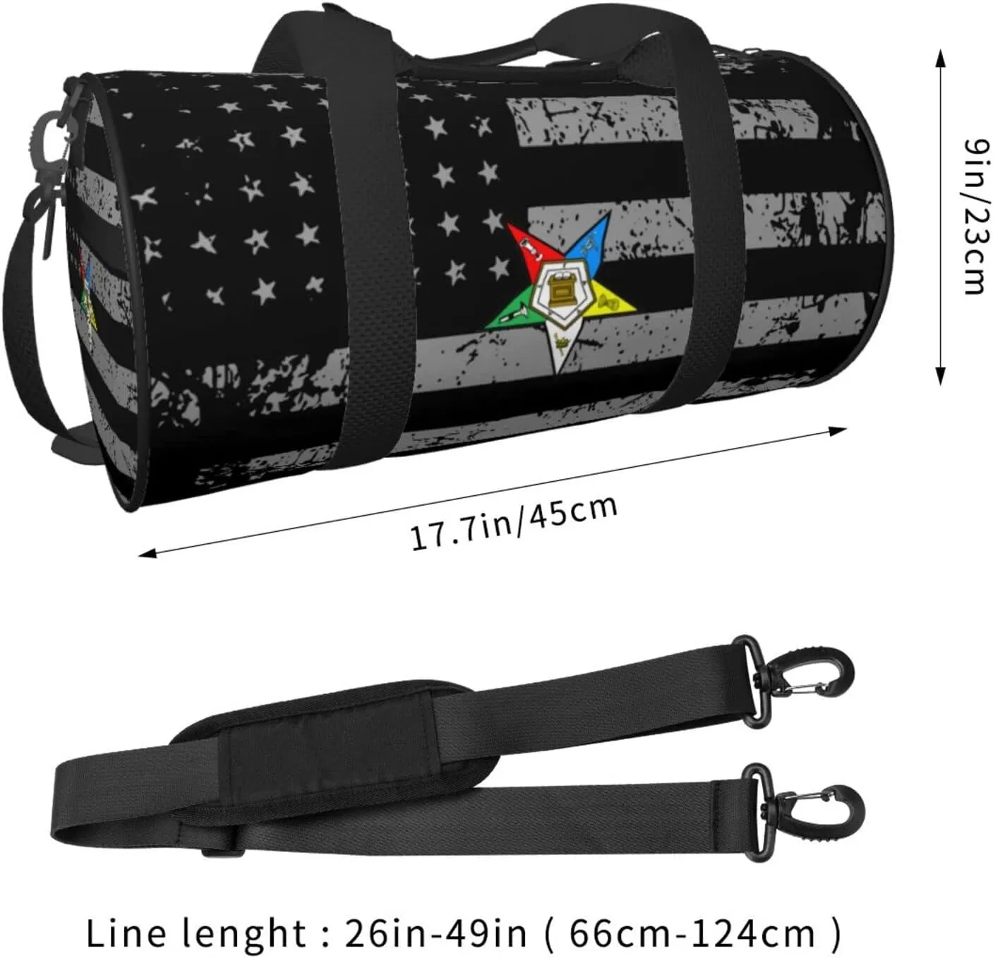 Order Of The Eastern Star Nursling Travel Luggage Duffel Bag Sports Rolling Foldable Duffel Bag, Black