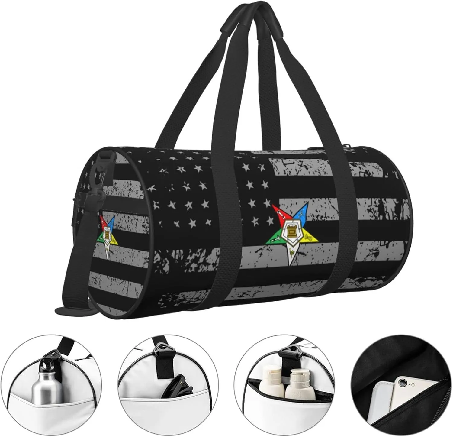 Order Of The Eastern Star Nursling Travel Luggage Duffel Bag Sports Rolling Foldable Duffel Bag, Black