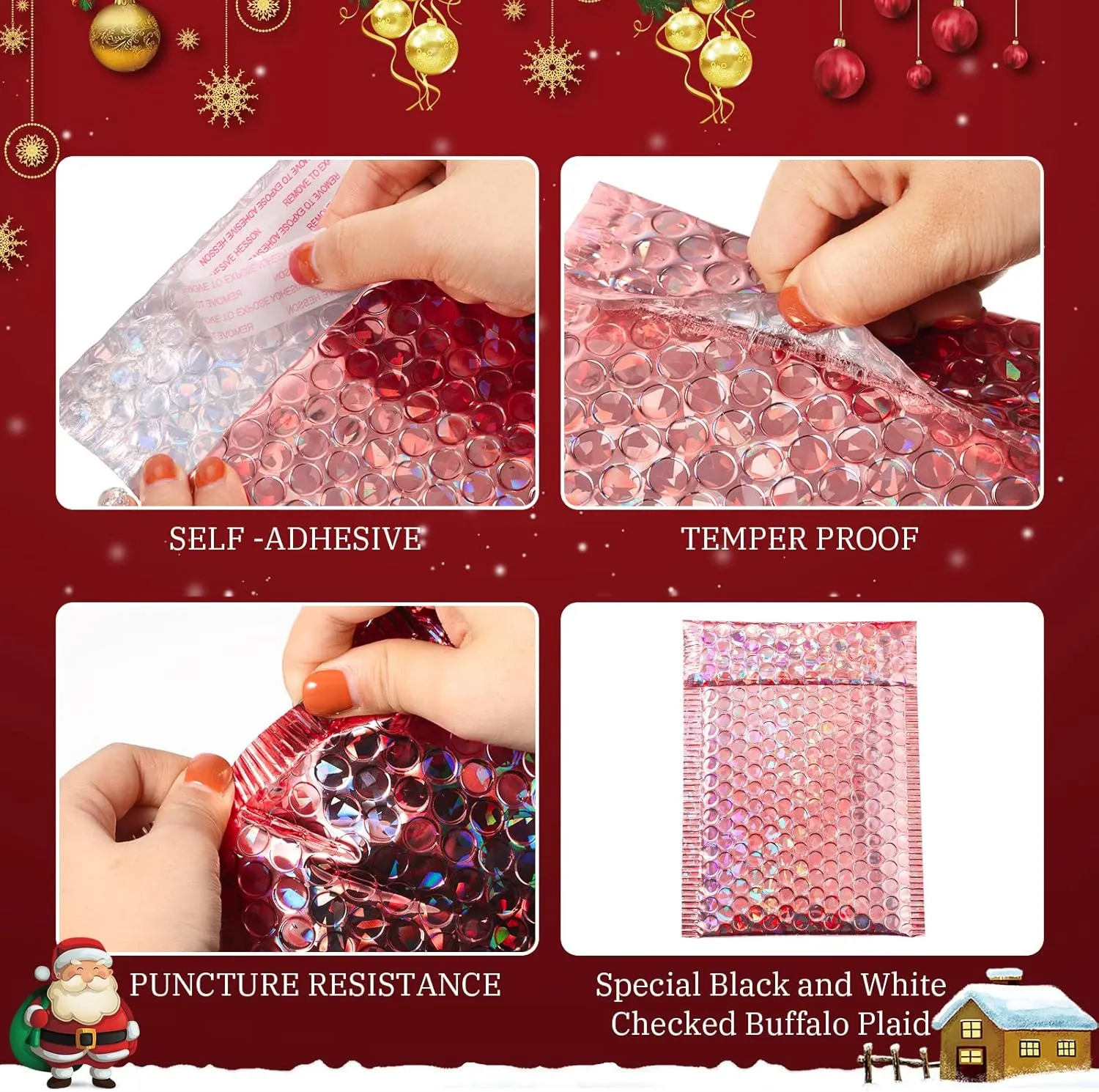 Outus 50 Pieces Metallic Padded Bubble Mailers Delivery Poly Mailers Foil Glitter Padded Envelopes Adhesive Seal Closure Envelopes Delivery Bags for Mailing Packing (Glitter Rose Gold)