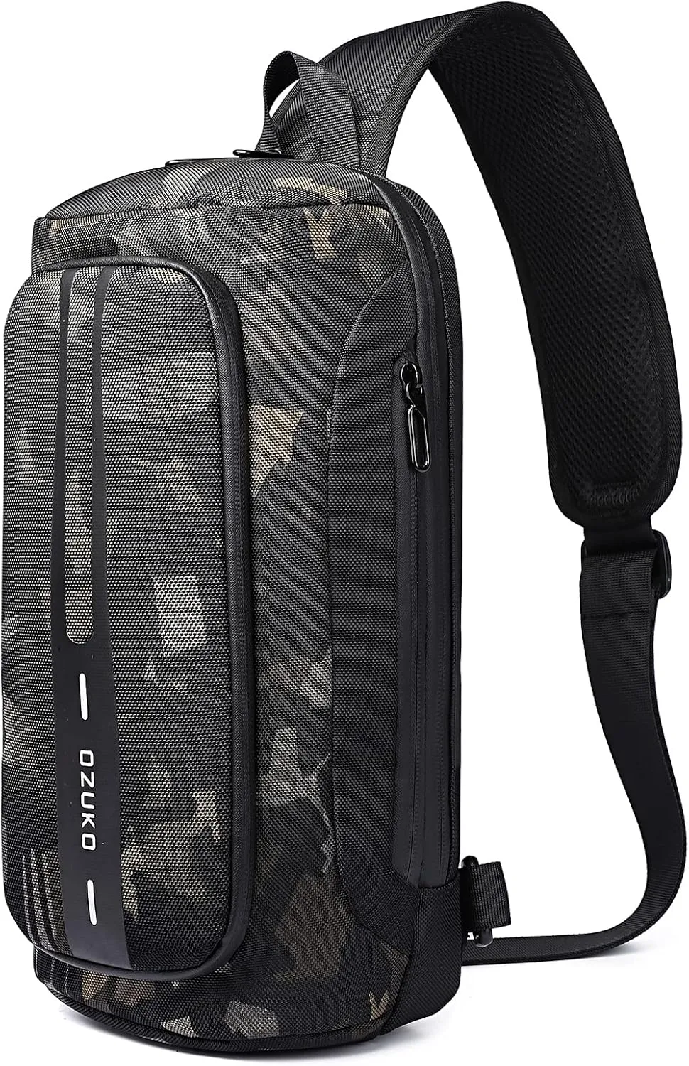 OZUKO Anti Theft Crossbody Sling Bag, Large Waterproof Shoulder Chest Bag Backpack with USB Charging Lightweight Casual Backpacks (Camou)