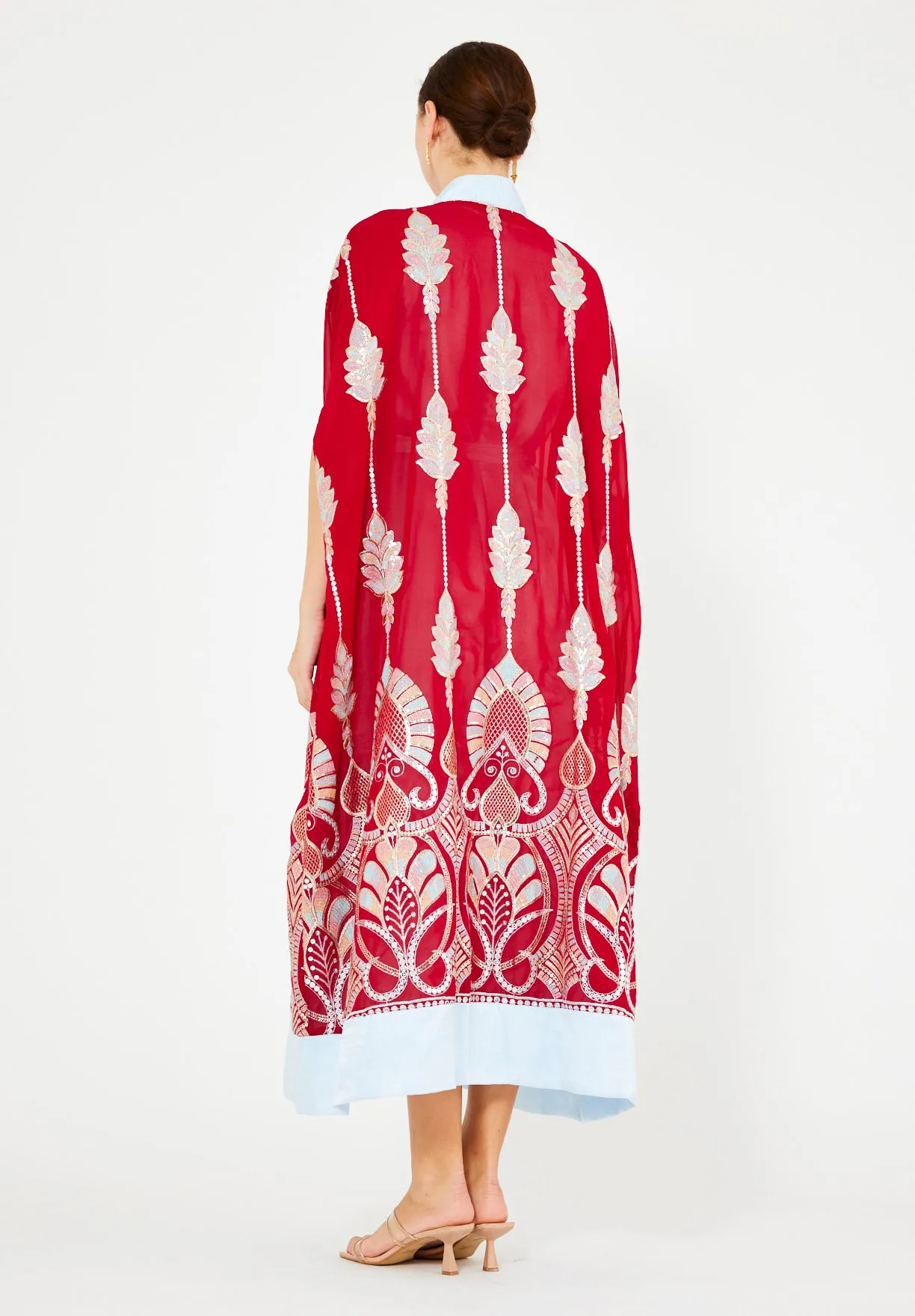 Pastel Sequin Embellished Bisht & Dress Set