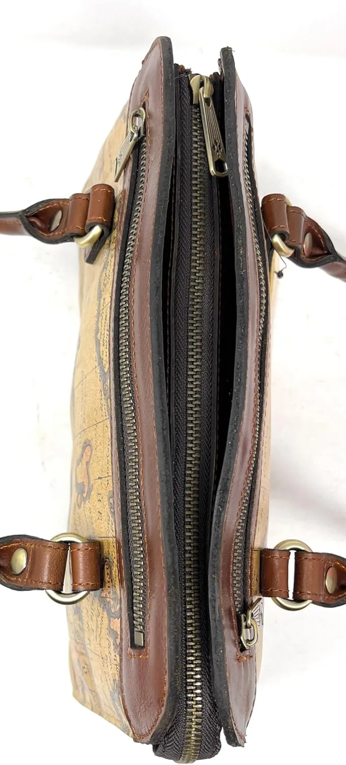 Patricia Nash Leather Calvi Satchel, European Map
