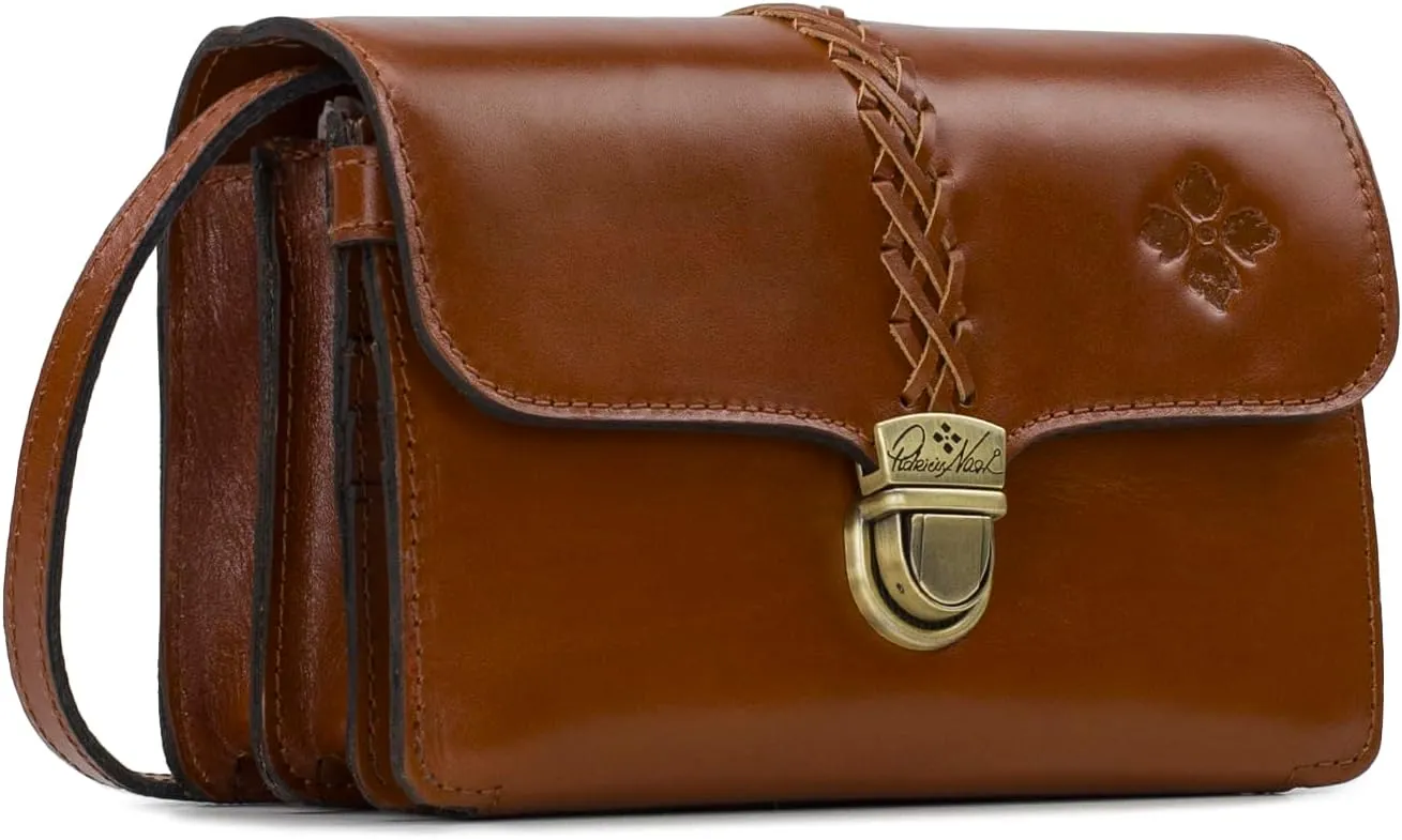 Patricia Nash Leather Crossbody Bag - Bianco Crossbody Organizer, 100% Full Grain Leather Crossbody Purse for Women