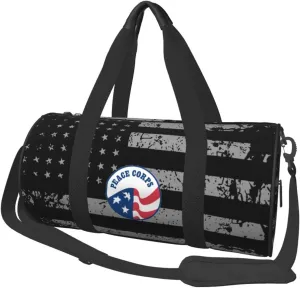 Peace Corps Travel Luggage Duffel Bag Sports Rolling Foldable Duffel Bag, Black