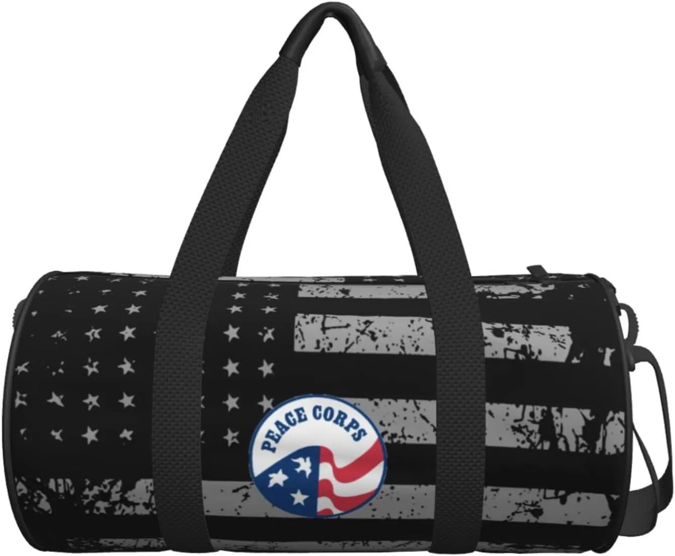 Peace Corps Travel Luggage Duffel Bag Sports Rolling Foldable Duffel Bag, Black