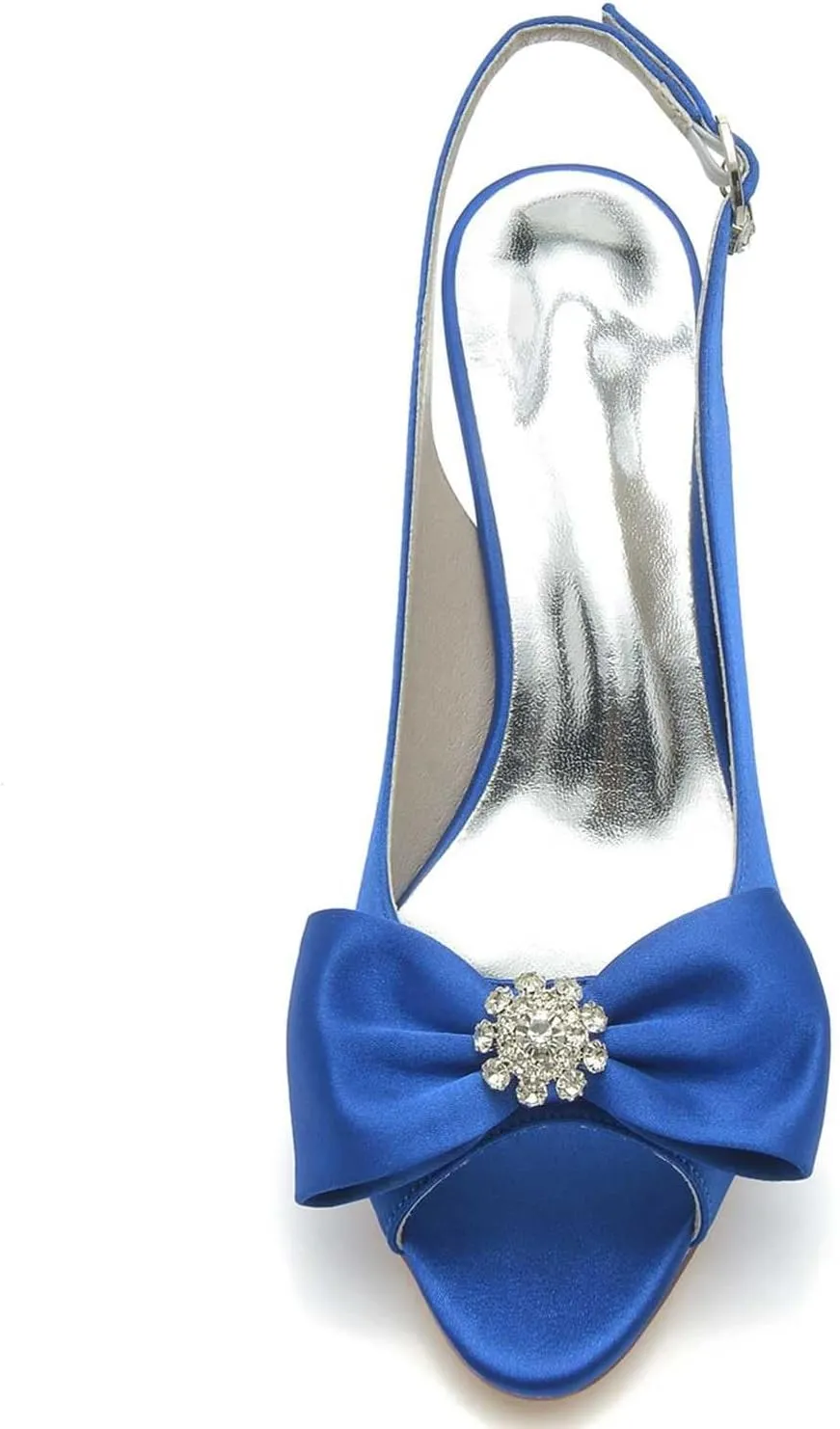 Peep-Toe Wedding Heels for Brides High Heel Bridal Pumps with Buckle & Rhinestone Accents - Satin Dress Shoes for Evening Parties, Proms