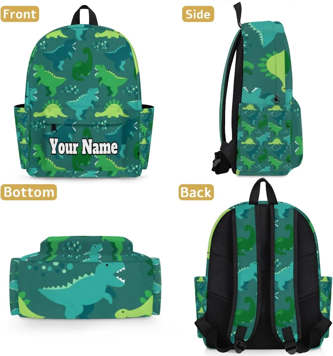 Personalized Animals Preschool Toddler Backpack for Boys Girls Custom Kids Name Small Bookbags Kindergarten Elementary Backpack, Dinosaur