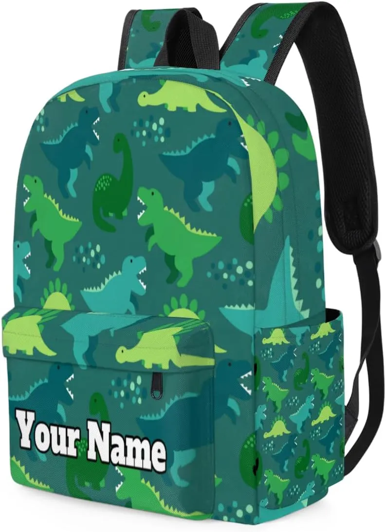 Personalized Animals Preschool Toddler Backpack for Boys Girls Custom Kids Name Small Bookbags Kindergarten Elementary Backpack, Dinosaur