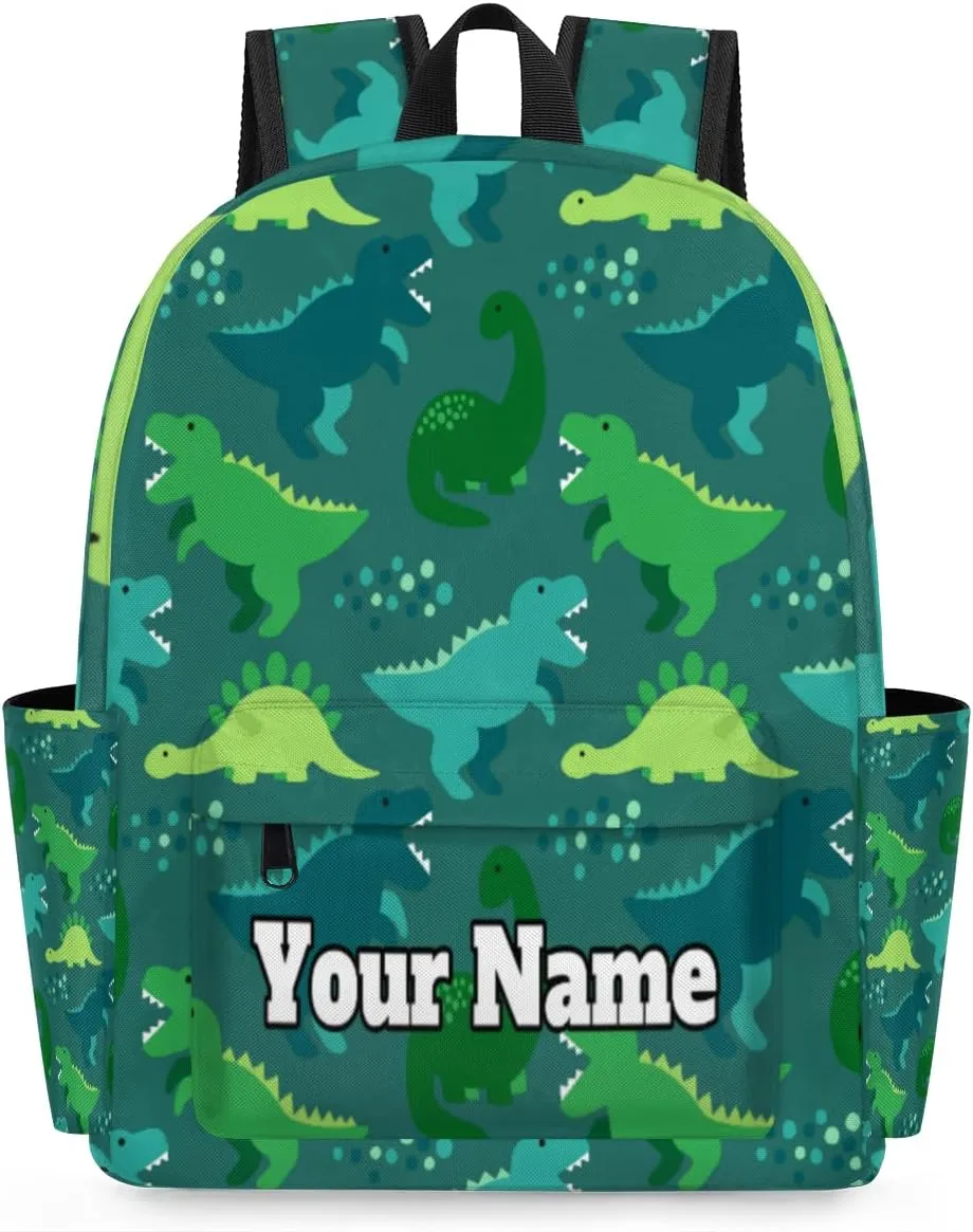 Personalized Animals Preschool Toddler Backpack for Boys Girls Custom Kids Name Small Bookbags Kindergarten Elementary Backpack, Dinosaur