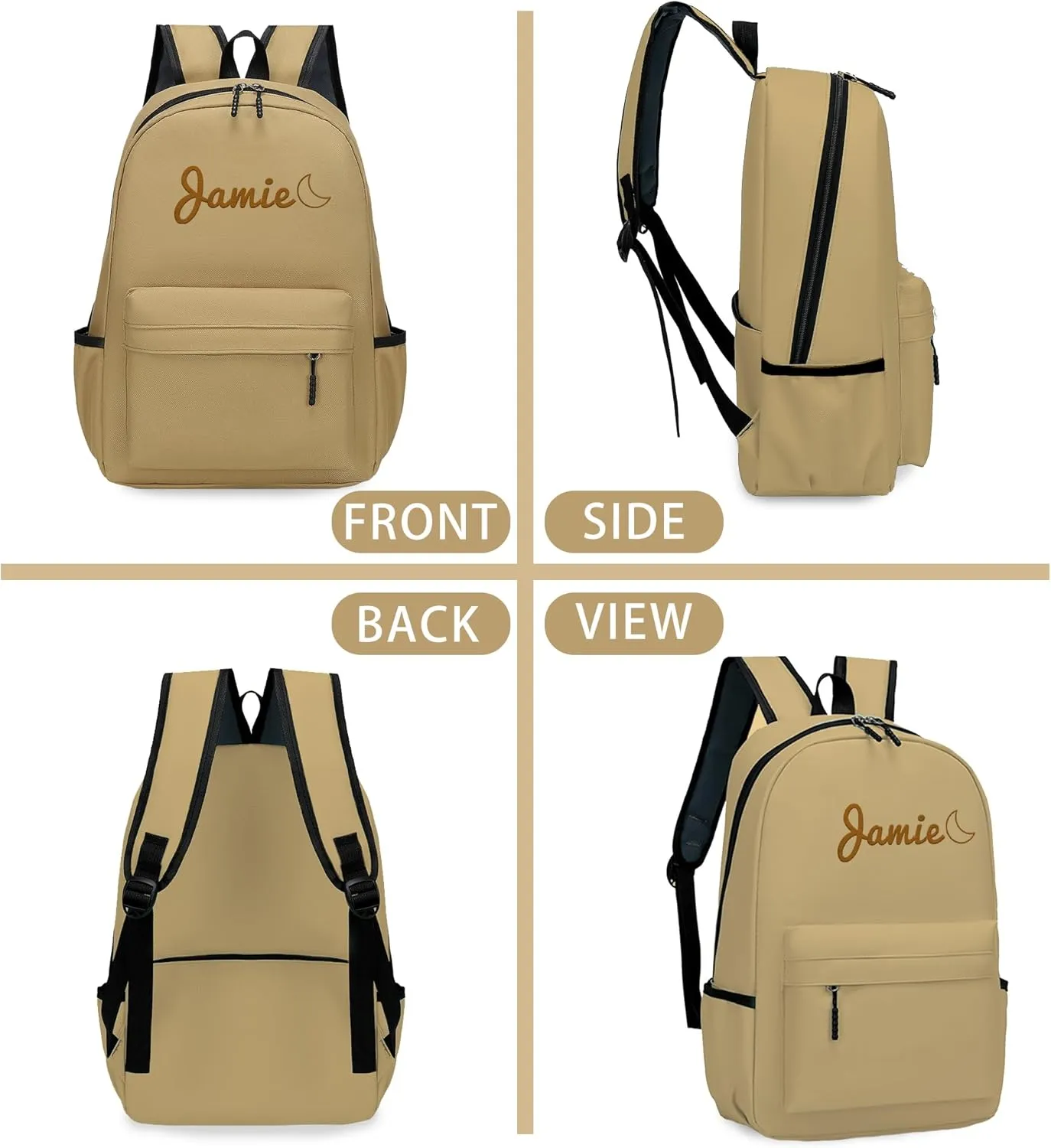 Personalized Kids Backpack for Teens Boys Girls, Custom Name Cute Kids School Backpack with Adjustable Padded Straps, Personalized Toddler Preschool Backpack, Back to School Gifts for kids (Brown)