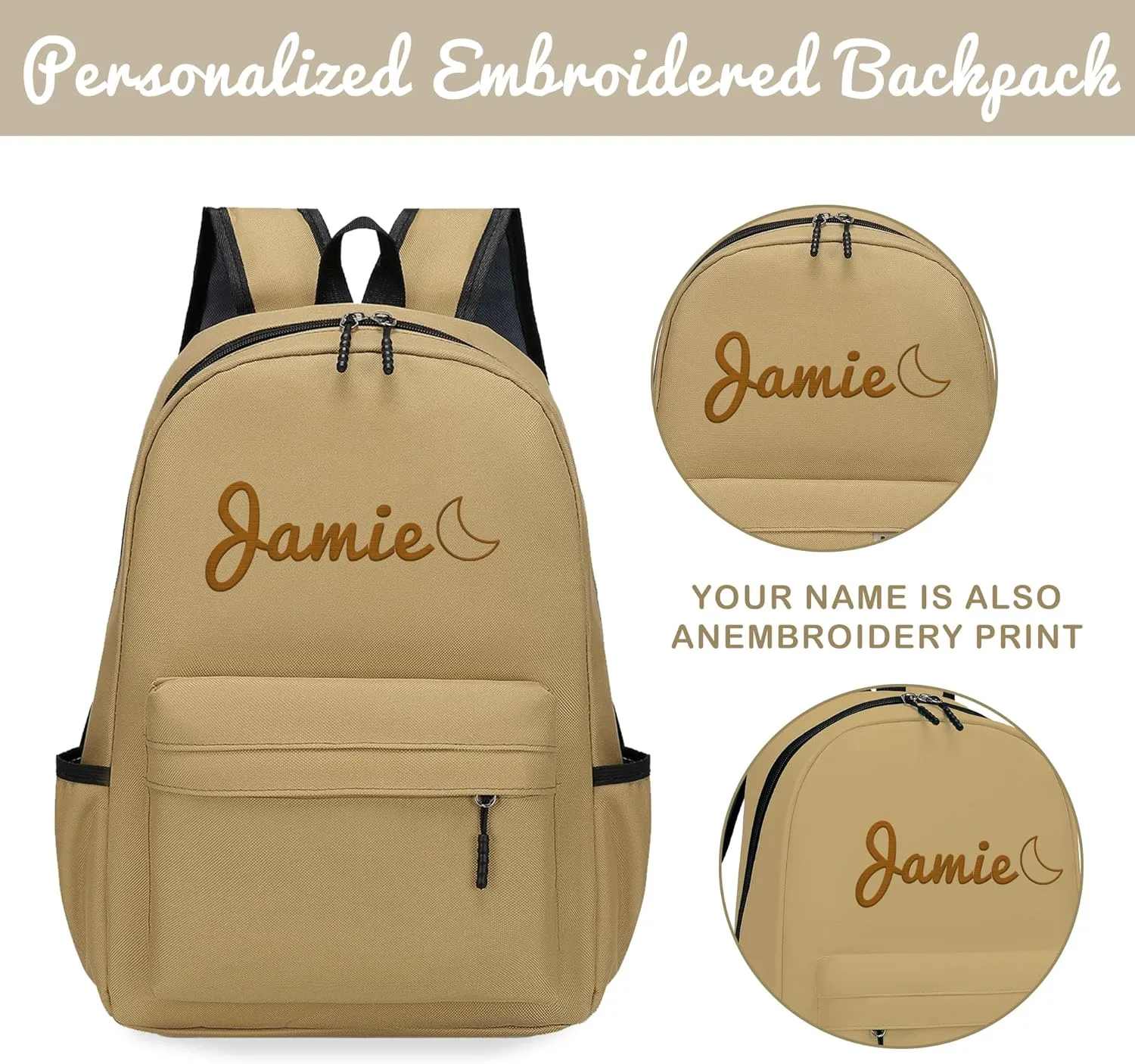 Personalized Kids Backpack for Teens Boys Girls, Custom Name Cute Kids School Backpack with Adjustable Padded Straps, Personalized Toddler Preschool Backpack, Back to School Gifts for kids (Brown)