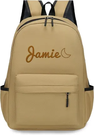 Personalized Kids Backpack for Teens Boys Girls, Custom Name Cute Kids School Backpack with Adjustable Padded Straps, Personalized Toddler Preschool Backpack, Back to School Gifts for kids (Brown)