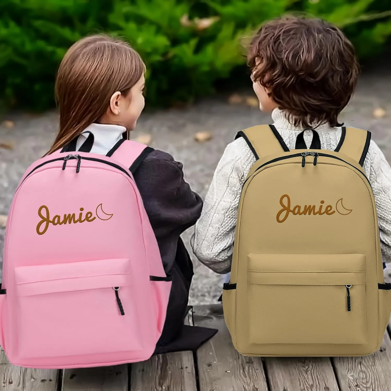 Personalized Kids Backpack for Teens Boys Girls, Custom Name Cute Kids School Backpack with Adjustable Padded Straps, Personalized Toddler Preschool Backpack, Back to School Gifts for kids (Brown)