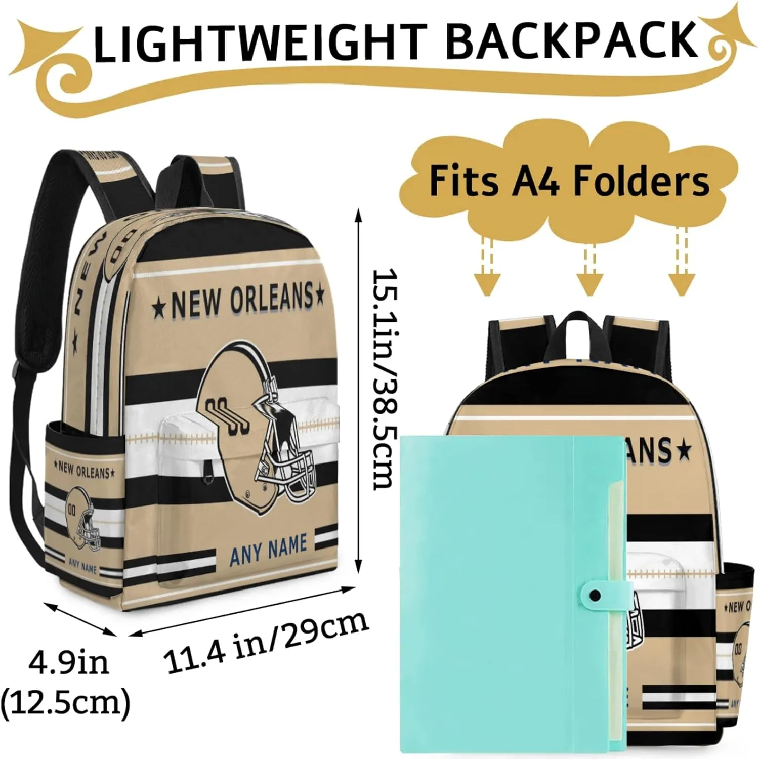 Personalized Rugby Backpack Bags with Name, American Football Custom Shoulder Bag