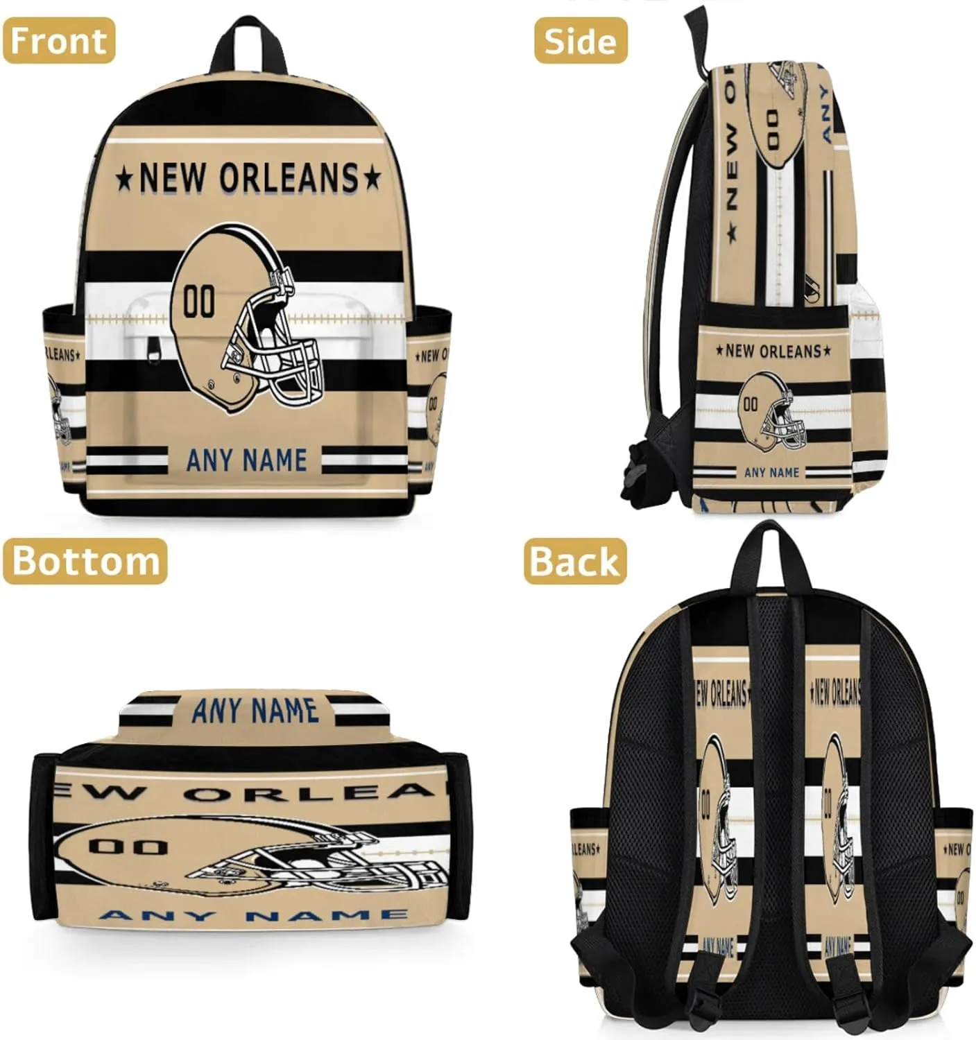 Personalized Rugby Backpack Bags with Name, American Football Custom Shoulder Bag