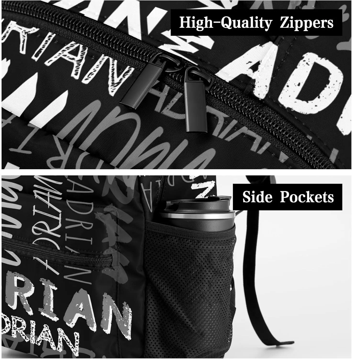 Personalized School Backpack with Name Text, Stylish Custom Bookbag for Kids Boys Girls, Waterproof Elementary Customize Book Bag with Adjustable Shoulder Straps, 1 Pack