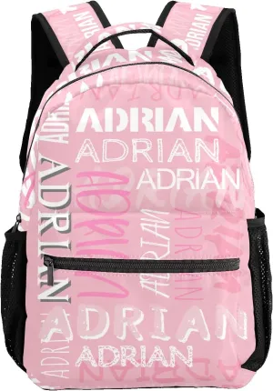 Personalized School Backpack with Name Text, Stylish Custom Bookbag for Kids Boys Girls, Waterproof Elementary Customize Book Bag with Adjustable Shoulder Straps, 1 Pack