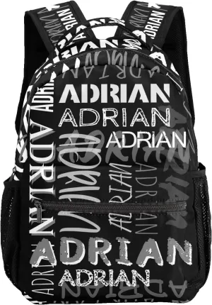 Personalized School Backpack with Name Text, Stylish Custom Bookbag for Kids Boys Girls, Waterproof Elementary Customize Book Bag with Adjustable Shoulder Straps, 1 Pack