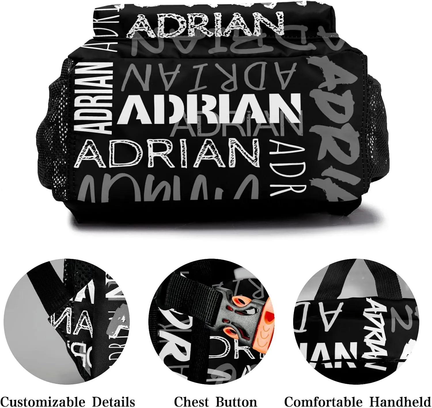 Personalized School Backpack with Name Text, Stylish Custom Bookbag for Kids Boys Girls, Waterproof Elementary Customize Book Bag with Adjustable Shoulder Straps, 1 Pack