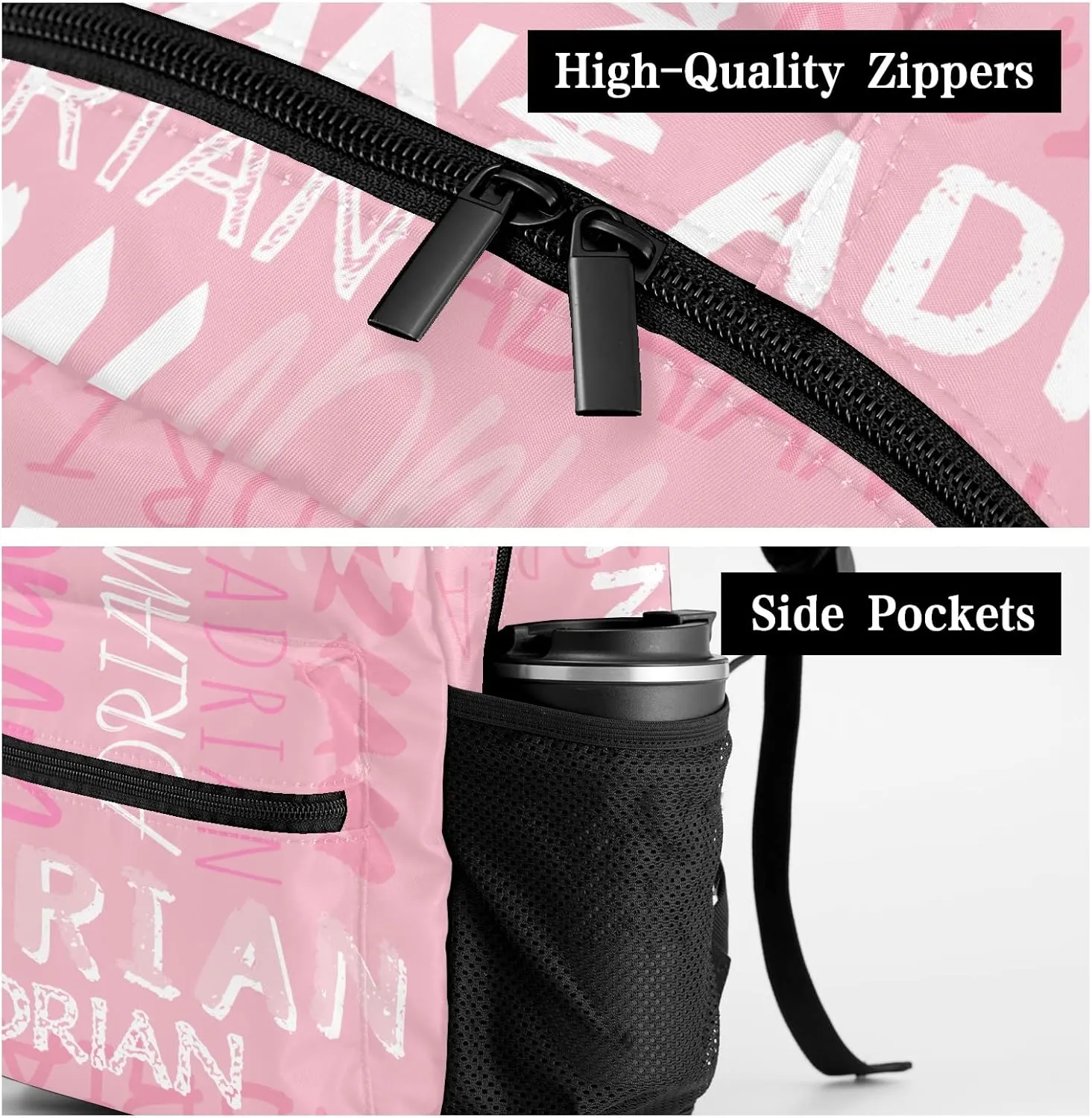 Personalized School Backpack with Name Text, Stylish Custom Bookbag for Kids Boys Girls, Waterproof Elementary Customize Book Bag with Adjustable Shoulder Straps, 1 Pack