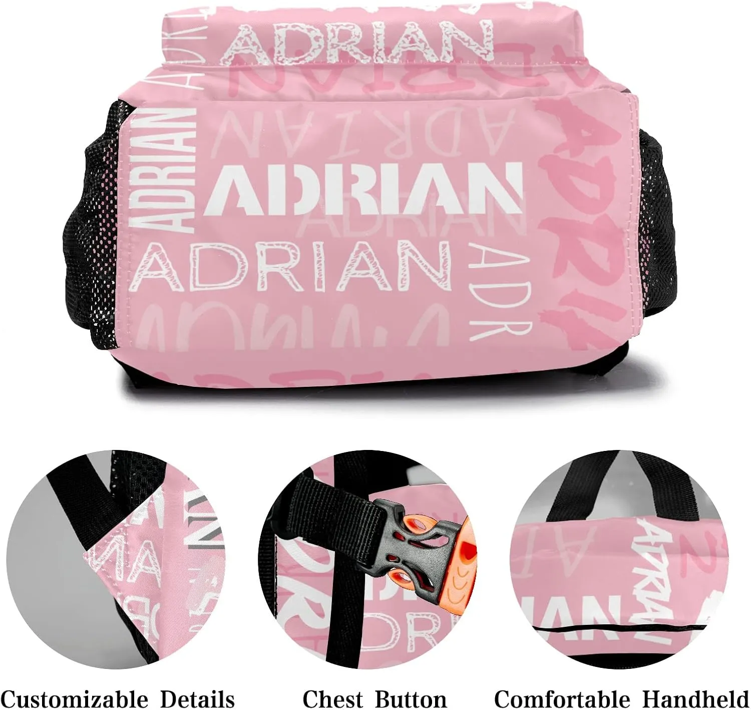Personalized School Backpack with Name Text, Stylish Custom Bookbag for Kids Boys Girls, Waterproof Elementary Customize Book Bag with Adjustable Shoulder Straps, 1 Pack