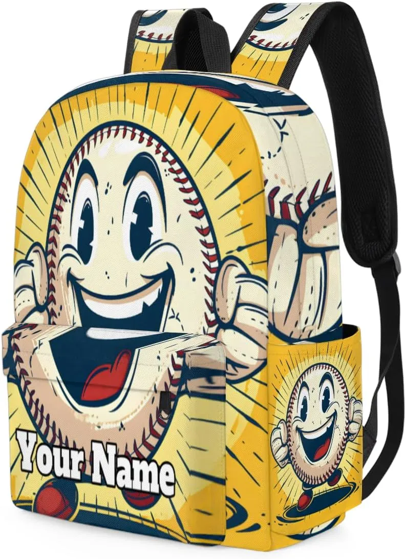 Personalized Sports Baseball Preschool Toddler Backpack for Boys Girls Custom Kids Name Small Bookbags Kindergarten Elementary Backpack, Cartoon Baseball
