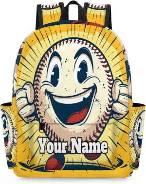 Personalized Sports Baseball Preschool Toddler Backpack for Boys Girls Custom Kids Name Small Bookbags Kindergarten Elementary Backpack, Cartoon Baseball