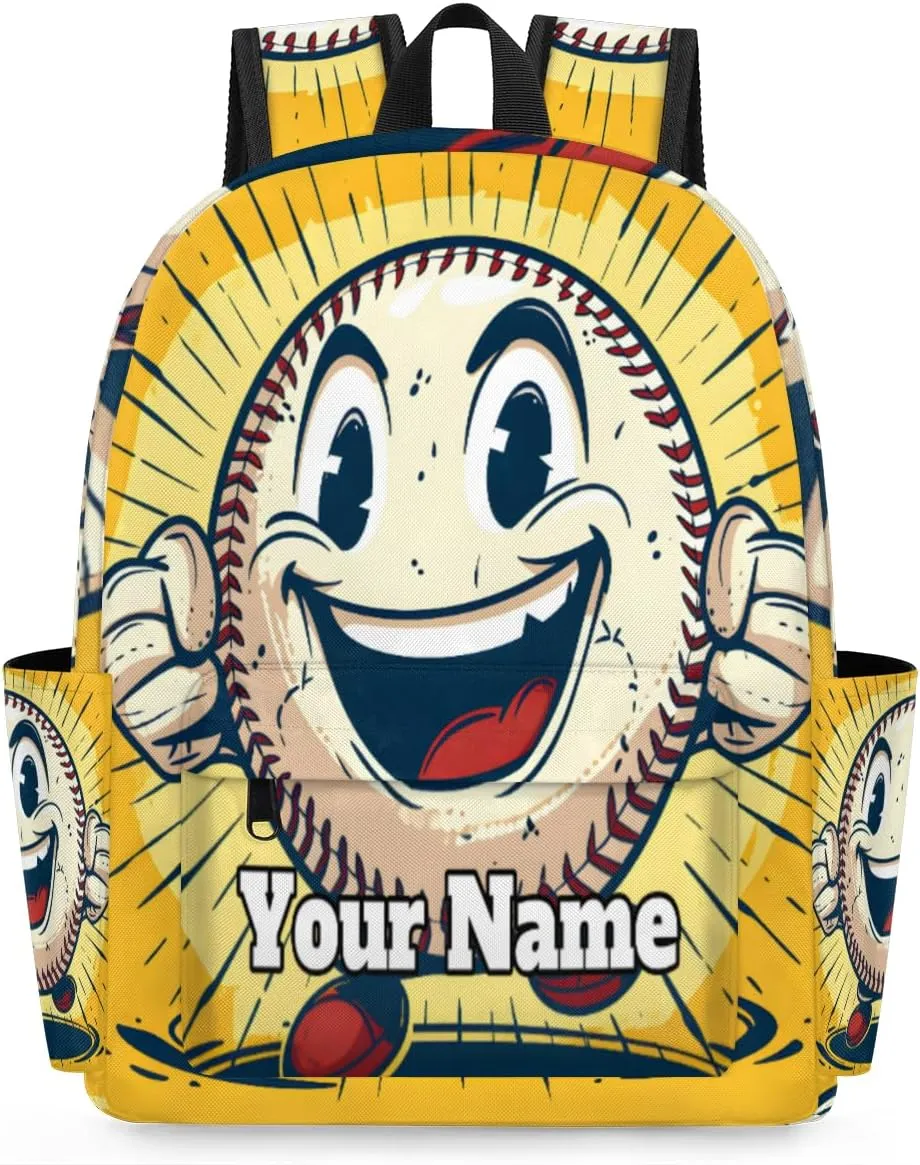 Personalized Sports Baseball Preschool Toddler Backpack for Boys Girls Custom Kids Name Small Bookbags Kindergarten Elementary Backpack, Cartoon Baseball