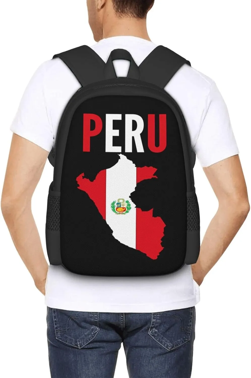 Peruvian Peru Flag Travel Backpack Casual Backpacks 15 Inch Laptop Back Pack Lightweight Rucksack Outdoor Sport Daypack Large Bags for Working Camping Hiking