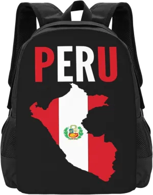 Peruvian Peru Flag Travel Backpack Casual Backpacks 15 Inch Laptop Back Pack Lightweight Rucksack Outdoor Sport Daypack Large Bags for Working Camping Hiking